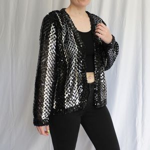 Lilli Diamond Sequin Sweater Blazer Sz Large